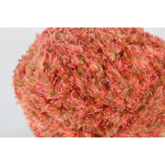 NOS Vintage 90s Streetwear Textured Fuzzy Shag Beanie Hat Cap Pink Womens OSFA